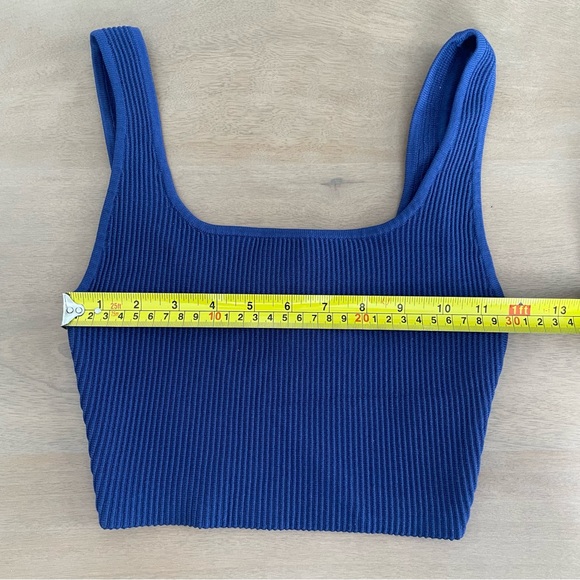 Babaton Royal Blue Sculpt Knit Squareneck Cropped Tank - Picture 6 of 9